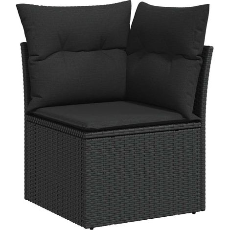 Canapé d'angle de jardin,Canapé d'extérieur,Sofa de jardin avec coussins en polyrotin noir CFW788760 (1/5)