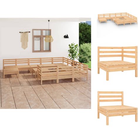 Gartenmöbel-Sets - Living 12-tlg. Garten-Lounge-Set Massivholz Kiefer (1/5)
