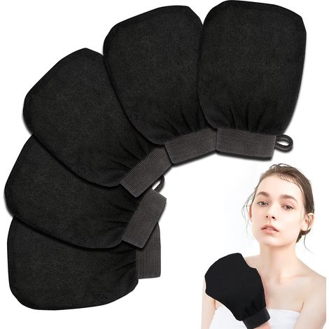 Gants de broussailles cornées Glants de bain serviette à double face gants de massage granuleux - 5 pack (1/5)