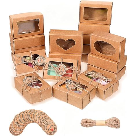 16 Pieces Kraft Paper Box, Small Gift Box with Tag (1/5)