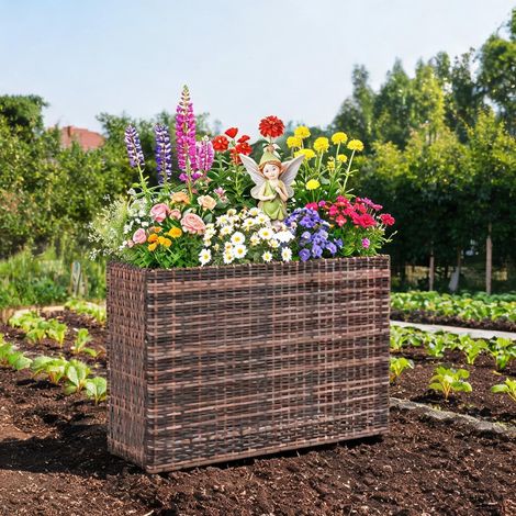 Carré potager surélevé 45 L avec pieds réglables pour balcon et (1/5)