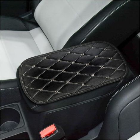 Coussin en Cuir de Console Centrale, Housse pour Console Centrale pour Accoudoir, Protection Housse d'accoudoir Couvercle Intérieur Accessoires pour Console Centrale(Noir/Beige) (1/5)