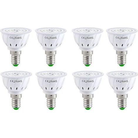 E14 LED-Pflanzenlampe – 60 Glühbirnen, Vollspektrum-Pflanzenlampe, geeignet für Blumen, Hydrokultur-Saatgut und Bio-Pflanzen, 8-teiliges Set (1/5)