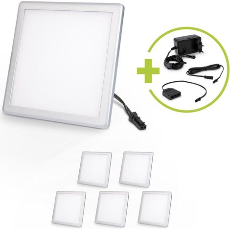 LED Mini Panel eckig 3W 12V IP20 100mm x 100mm - Lichtfarbe: Neutralweiß 4000K - Anzahl: 6x