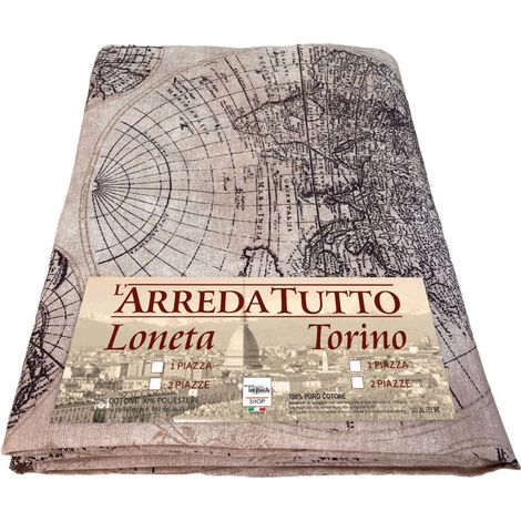 TELO ARREDO copritutto GRAN FOULARD copriletto COPRIDIVANO tessuto LONETA MONDO MARRONE 1 PIAZZA