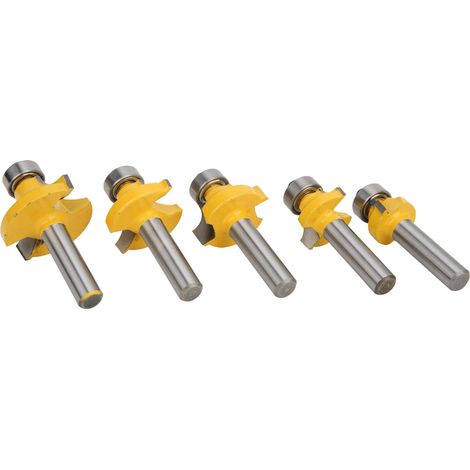 Set mit 5 Fräsern, 8 mm Schaft, Legierungsoberfläche, lackiert, abgerundet, für Ecken. (1/5)