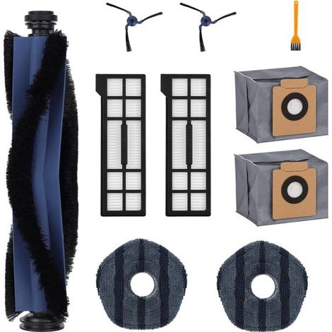 Juego de accesorios de 10 piezas para Eufy X10 Pro Omni: 1 cepillo principal, 2 cepillos laterales, 2 depósitos de polvo, 2 paños, 2 bolsas para polvo, 1 cepillo pequeño. (1/5)