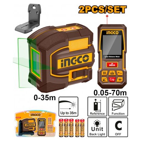 KIT LIVELLA LASER HLL156601 + METRO LASER HLDD0708 INGCO