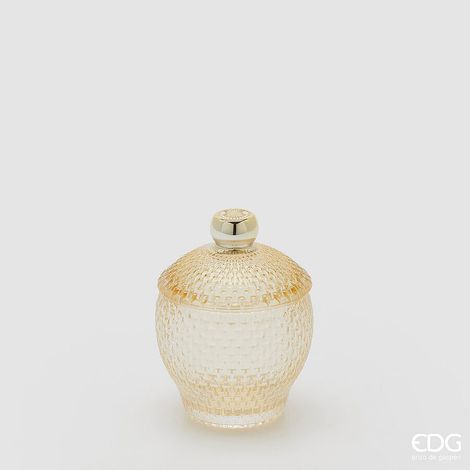 EDG Enzo De Gasperi Contenitore Decorativo Micro Quadretti Bombato H 11,5 Cm D 8,5 Cm Giallo