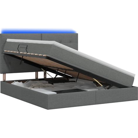 Maison Exclusive - LED-Speicherbett mit Matratze Dunkelgrau 140 x (1/5)