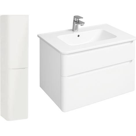 Mueble lavabo suspendido VITRA Sento Round de 100 cm en blanco brillante + columna versión izquierda