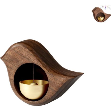 Timbre de madera Timbre decorativo colgante Adorno de timbre de estilo vintage Timbre magnético de madera Timbre con forma de pájaro Adecuado (1/5)