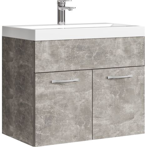 Mobile da bagno Montreal 01 60cm Grigio Beton - armadio mobiletto lavabo (1/5)