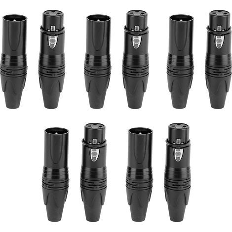 5 paires de connecteurs XLR à 3 broches, prise Audio, canon, noir (1/5)