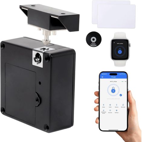 Serrure Electronique Armoire, Serrure de Tiroir Intelligente avec 2 Cartes IC, Serrure Intelligente avec Application NFC, Serrures Cachées pour Tiroirs, Coffres, Casiers, Boîtes aux Lettres (1/5)