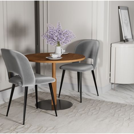 2 chaises ergonomiques, chaise de salle à manger en velours gris, chaise de cuisine à dossier haut, pieds en métal noir (1/5)