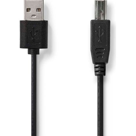 Cable USB USB 2.0 USB-A Macho USB-B macho 480 Mbps Niquelado 2.00 m Redondo PVC Negro Label