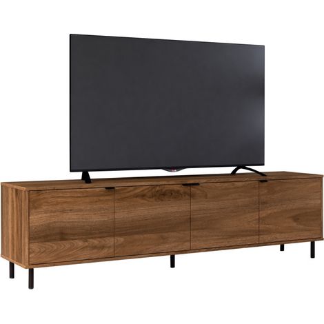 Meuble TV 80 Pouces 4 Portes 4 Niches Châtaignier L 183 H 49 P 38 cm (1/5)