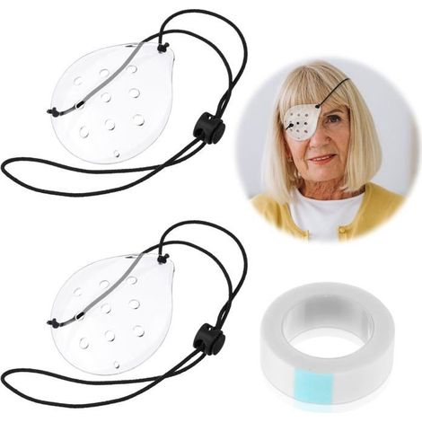 Lot de 4 cache-yeux en plastique transparent ventilé avec sangle réglable - Avec ruban adhésif,Protection oculaire CONTOUR DES YEUX (1/4)