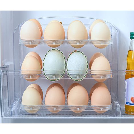 Boîte à œufs pliable, simple, à 3 compartiments, en plastique transparent blanc, idéale pour la cuisine. (1/5)