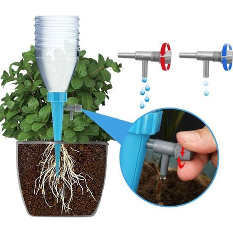 Kit de Goutte à Goutte Bouteille, 12 Pièces Cône d'Arrosage Automatique Interieur avec Vannes, Irrigation Systeme Arrosage Goutte a Goutte pour Jardin Maison Potager Arrosage Plante Vacances (1/5)