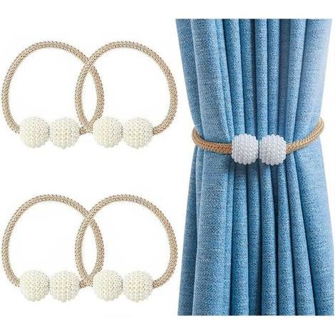 4Pcs Embrasses De Rideaux Magnétiques Avec Boule Magnétique - Embrasses Décoratives Pour La Maison,La Décoration De Fenêtre - (1/4)