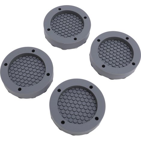 Lot de 4 amortisseurs de vibrations pour machine à laver avec ventouses puissantes, tapis anti-vibrations gris. (1/5)