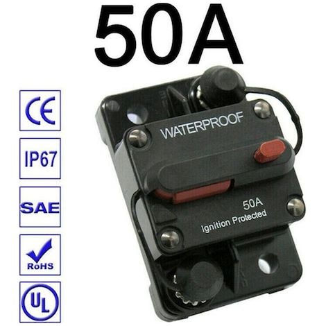Disjoncteur automatique pour voiture, yacht et camping-car, protection réarmable, porte-interrupteur de disjoncteur, protecteur de circuit 50 A (1/5)