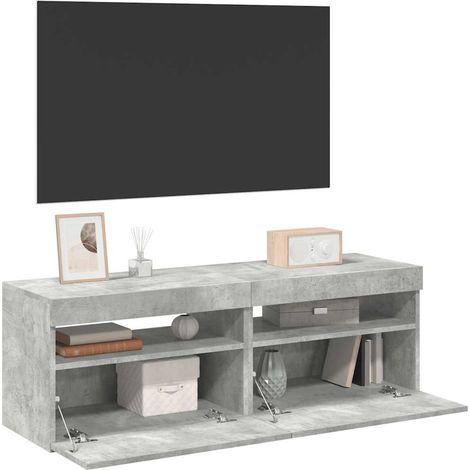 Meubles TV avec lumières LED 2 pcs gris béton 60x35x40 cm (1/5)