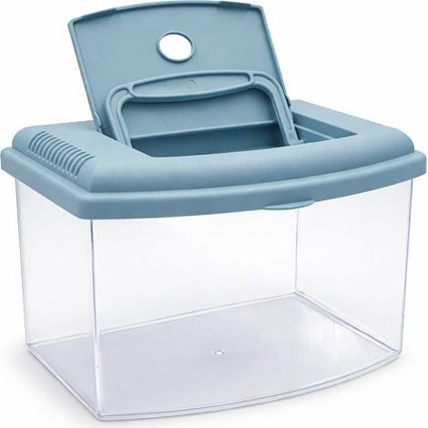 Fischtransportbox, robustes Kunststoffgehäuse mit Deckel und Griff, 22 x 16 x 14 cm, für Aquarium und Reisen (1/5)