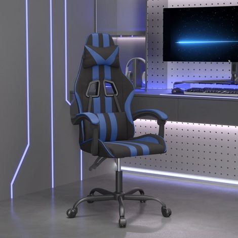 Fauteuil gamer pivotante Chaise de bureau - Fauteuil de jeu Noir et bleu Similicuir BonneVie-88995 (1/5)