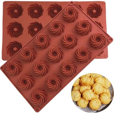 2Pcs Petit Moule en Silicone, Moule à Kouglof en Silicone, Moule à Gâteau en Silicone, avec Revêtement Antiadhésif (Marron) (1/4)