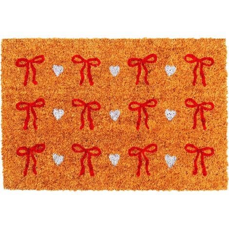 Zerbino Relaxdays in cocco 60x40, con fiocchi, antiscivolo, resistente alle intemperie, interno/esterno, multicolore (1/5)