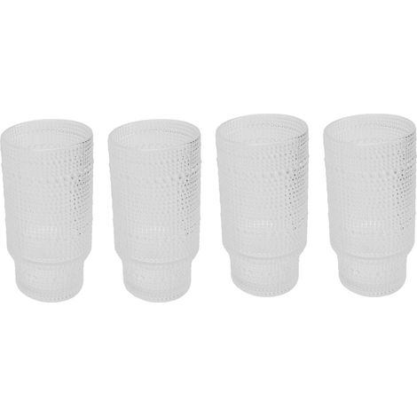 4-teiliges Set Vintage-Trinkgläser, stapelbar, wunderschön, für Kaffee, Eiskaffee, Saft und Bier, 325 ml, mit Polka-Dots-Muster. (1/5)