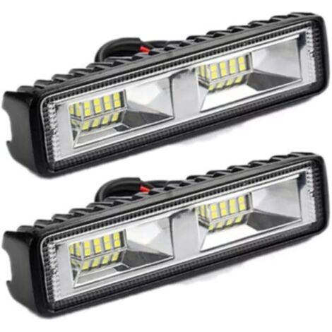 2 x phare de travail LED 12V 24V Feu de Travail 16 LED 48W, Lumières de travail hors route profondeur étanche IP67 pour tracteur de moto voiture camions ATV SUV (48W) (1/5)