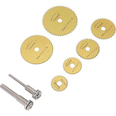 Ensemble de 8 disques de coupe en acier rapide (HSS) ultra-fins et incisifs, mini, pour bois, métal et acier (dorés). (1/5)