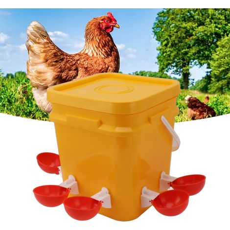 Tragbare automatische 12-Liter-Tränke für Geflügel (Hühner, Enten und Gänse) Geflügelzuchtausrüstung Wassereimer + große rote Schüssel + schwarze Schrauben (1/5)