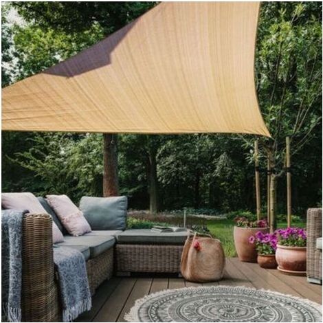 Voile d'ombrage triangulaire 3x3x3m en HDPE respirant 185g/m², protection UV 98% pour jardin terrasse extérieur, couleur sable (1/4)