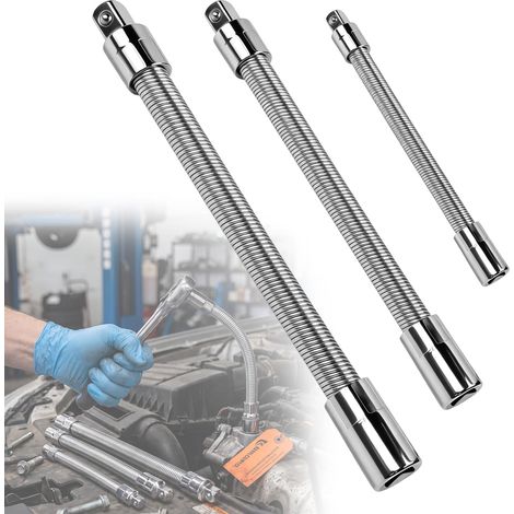 Lot de 3 rallonges flexibles pour clés à douille 1/4, 3/8, 1/2" (1/5)