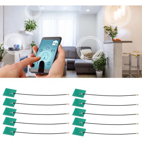 2,4-GHz-Wi-Fi-Modul mit integrierter Leiterplattenantenne (NZ-2.4G-PCB-003), omnidirektionaler Patchantenne und IPEX-Schnittstelle. (1/5)