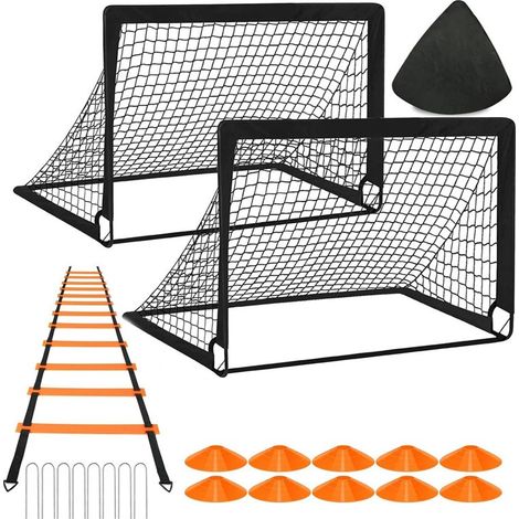 Filet de football portable Qindian pour enfants, but de football facile à installer pour intérieur et extérieur, ensemble de plaques noires et vertes (1/5)