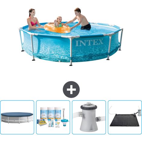 Intex-Schwimmbecken mit rundem Rahmen – 305 x 76 cm – Wasserdruck – im Lieferumfang enthalten Accessoire CB4