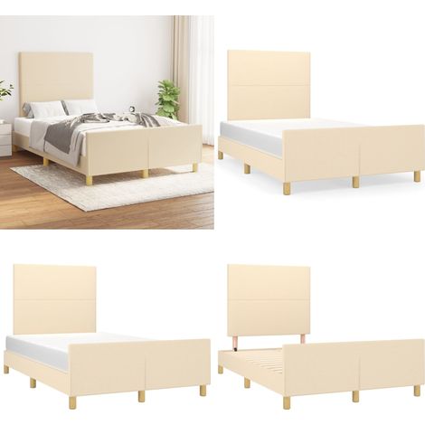 Bettgestell ohne Matratze Creme 120x200 cm Stoff - Bettgestell - Lattenrost - Kopfteil - Cremefarbenes Bett - Schlafzimmermöbel - Home & Living (1/5)