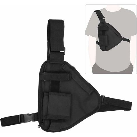 Sac de Talkie-walkie, 10,2x6,69 Pouces Pochette Radio Bidirectionnelle Portable Talkie-walkie Gilet Sac de Poitrine Pochette Noire avec Sangle Réglable Radios Bidirectionnelles-LIAIKI (1/5)