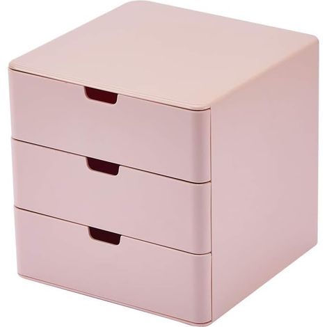 Organisateur De Coiffeuse - 3 Tiroirs - Format Compact 6,6 X 6,6 X 6,5 Pouces - Rose - 1 Pièce (1/5)