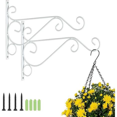 Gancho para plantas, 2 piezas, 31 cm, Gancho de pared, Colgador de plantas, Gancho de pared, faroles, quemadores de aceite, Blanco (1/5)