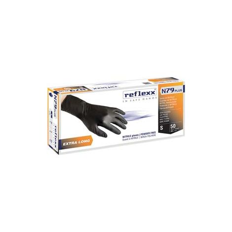GUANTO IN NITRILE EXTRA LUNGO GR.4,0 SENZA POLVERE NERO- - tg.XL in conf. da 50 pz. - 2 pezzi