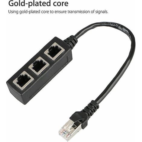 Rj45 Ethernet 1 To 3 Port Splitter Cable Network With Cat5, Cat5e, Cat6, Cat7 Adapter Socket (1/4)