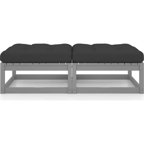 Maison Exclusive - Poggiapiedi da Giardino con Cuscini 2 pz Massello di Pino (1/5)