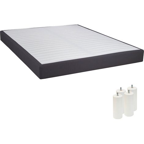 TAPIKIT - Sommier Tapissier Démontable 2x20 Lattes 140x190cm Anthracite + Pieds Blancs 15cm (1/3)